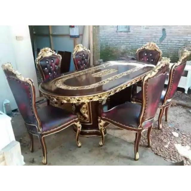 Meja makan ganesha ukiran jati mebel Jepara