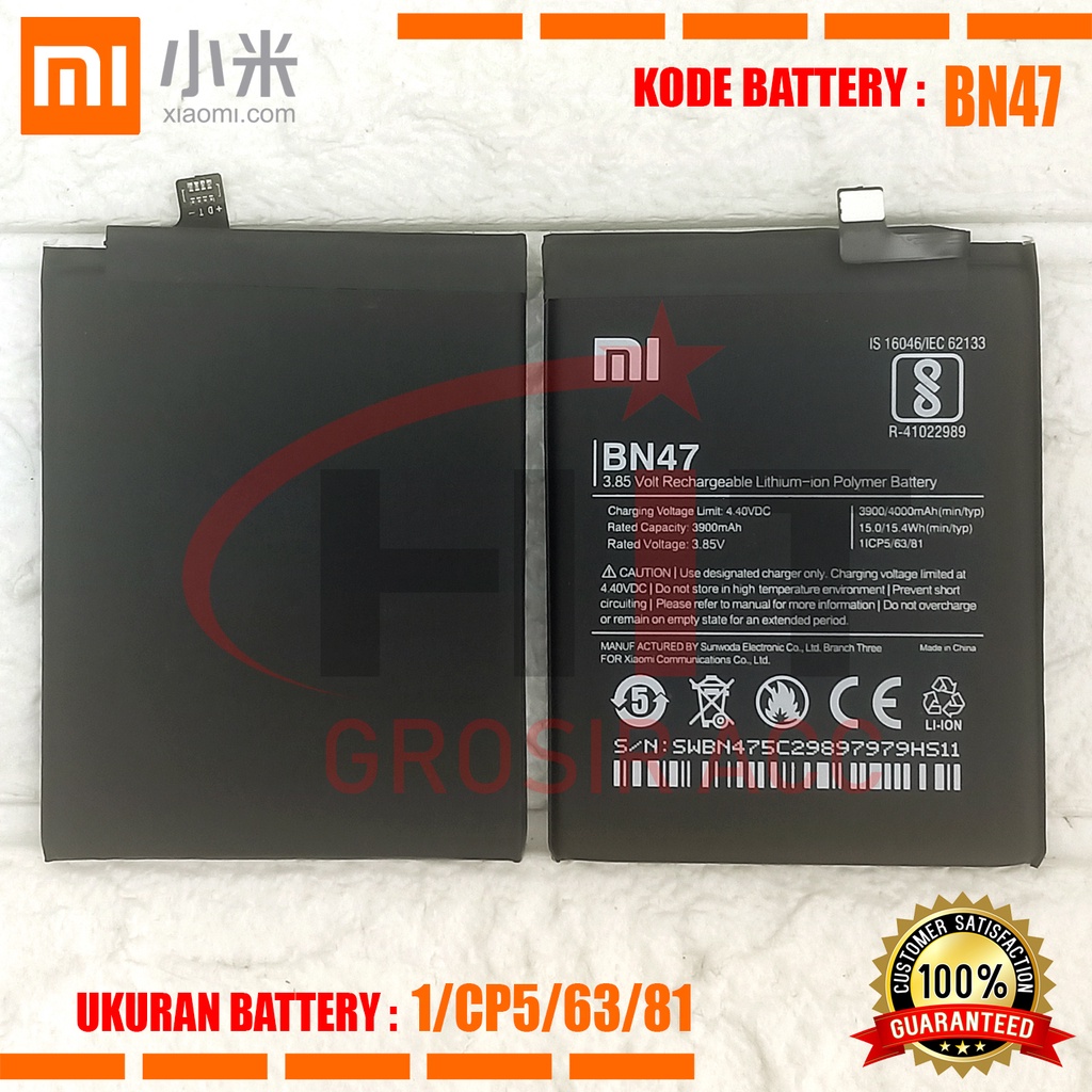 Baterai Original Xiaomi Battery BN47 For Redmi 6 Pro / Mi A2 Lite