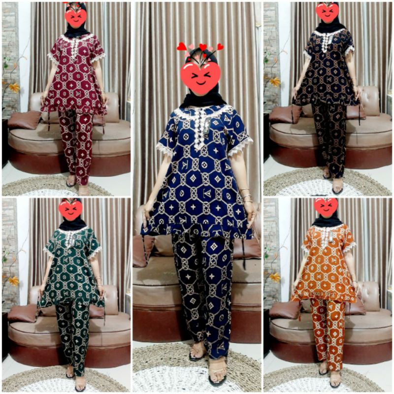 BIG SIZE SETELAN CP JUMBO MOTIF TERBARU ONE SET DAILY SETELAN CELANA SETELAN RAYON TERBARU BEST SELLER BISA COD