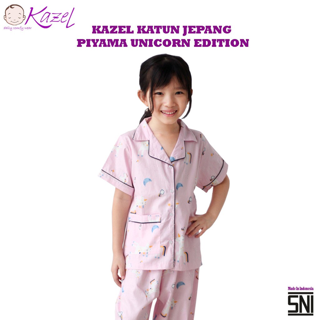 Baju Tidur Anak Perempuan Piyama Katun Jepang Kazel Luxury Girl Unicorn Edition 0-5thn (1Stel)