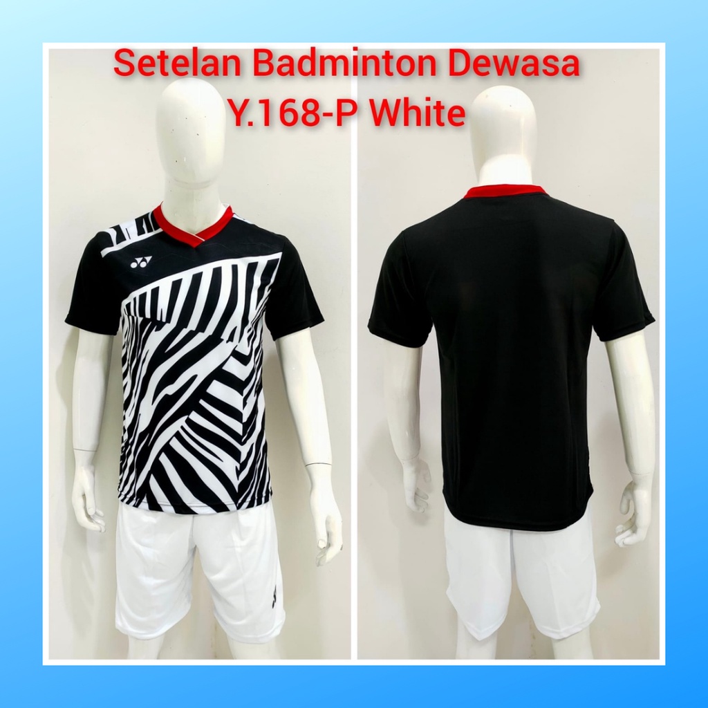 Kaos badminton pria jersey bulutangkis baju dan celana setelan wanita dewasa t-shirt outfit seragam jarsey kostum olahraga pakaian apparel sport jersy bulu tangkis casual jersi sudirman cup suit Y168 putih polos