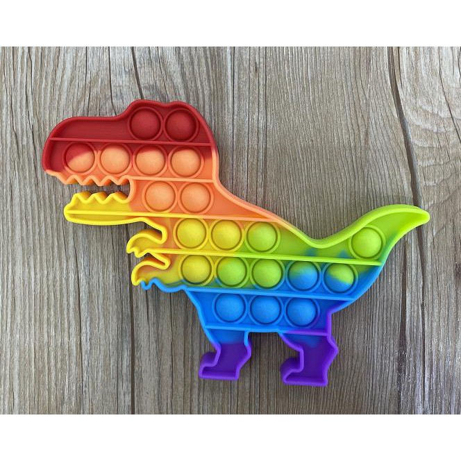Pop It Fidged Toys Mainan TikTok Push Pop-Rainbow Dino