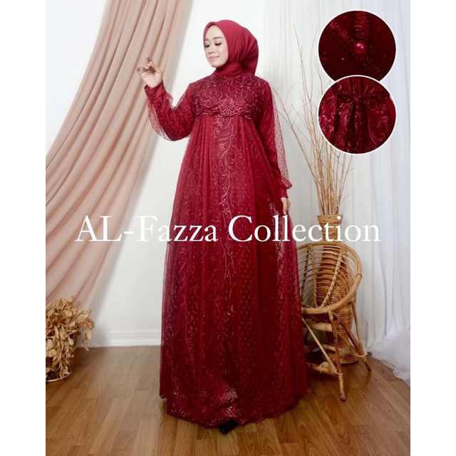 Gamis Kondangan Dress Brukat Tille selendang