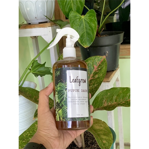 PUPUK DAUN organik cair LEAFGROW - pupuk siap pakai 500ML- Nutrisi tanaman aglonema caladium alocasia - vitamin tanaman leafgrow - tanaman hias Gardenfarm