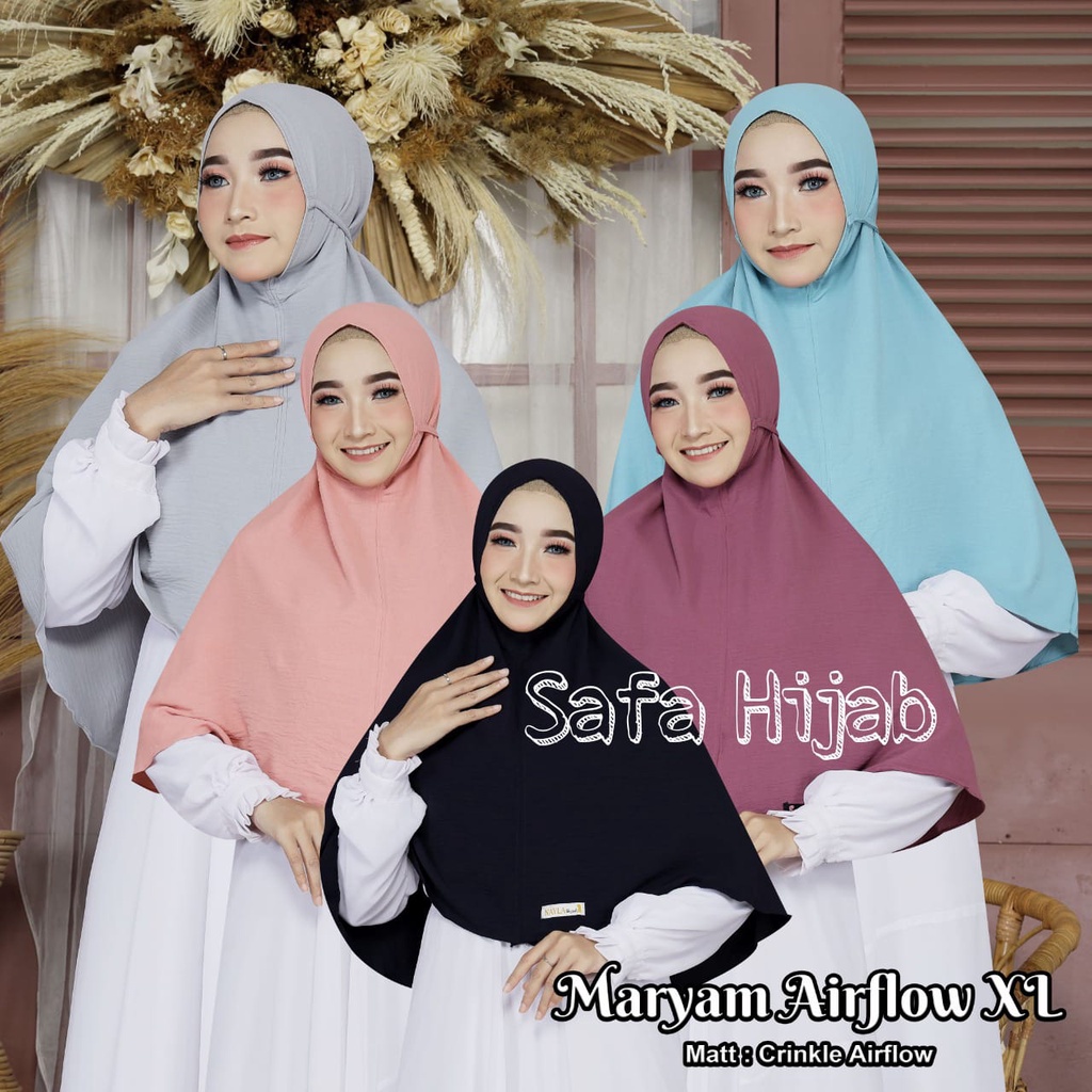 Bergo Maryam Air Flow Crinkle Khimar Airflow Crinkle XL Hijab Instan Termurah SAFA Hijab