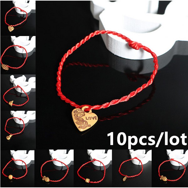 Banyak Gaya 10PC Wanita Gadis Lucu Gelang Tali Benang Merah/Rantai Kaki Lucky Red Braided Rope Untuk Hadiah Pasangan