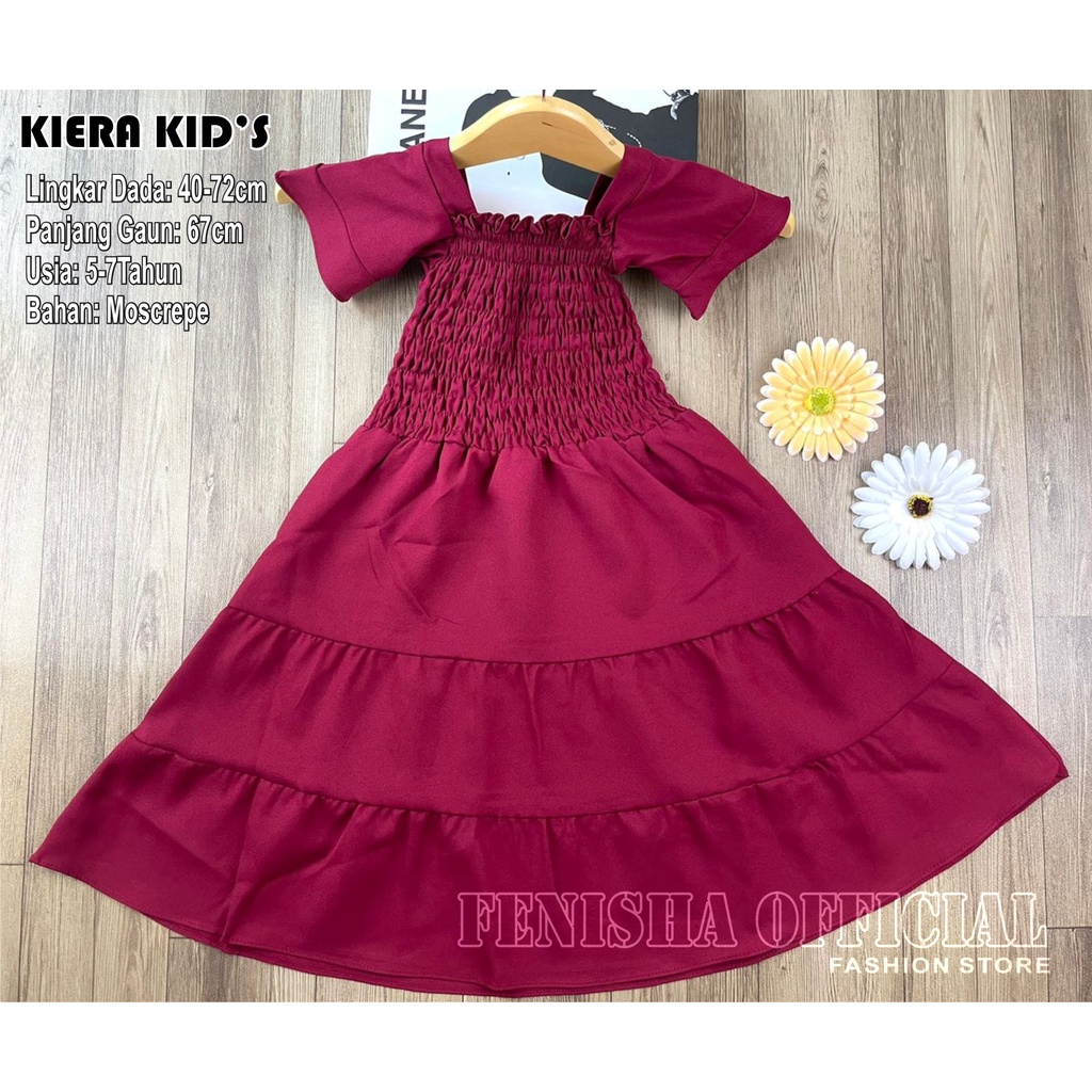 FenishaStore Dress Anak Kekinian KIERA Kid’s Usia 5-7Tahun Bahan Moscrepe - Bisa Bayar Ditempat COD