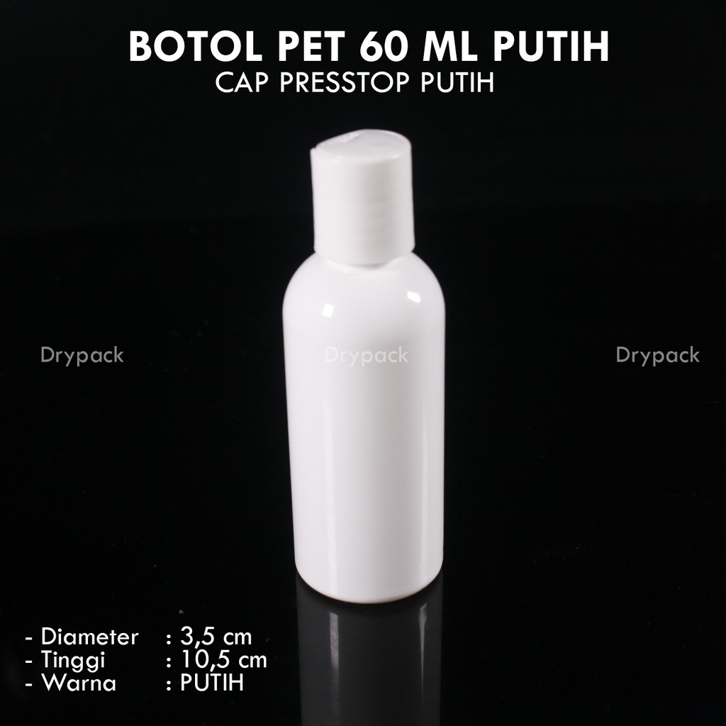 Botol Press on 60 ml Putih tutup Putih