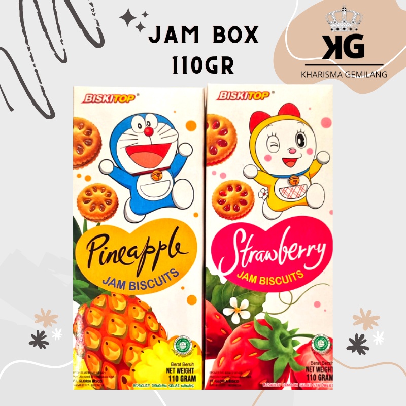 

BISKITOP - JAM BOX 110g Biskuit Kue Kering Anak Dewasa Enak Renyah Biscuit Rasa nanas Strawberry