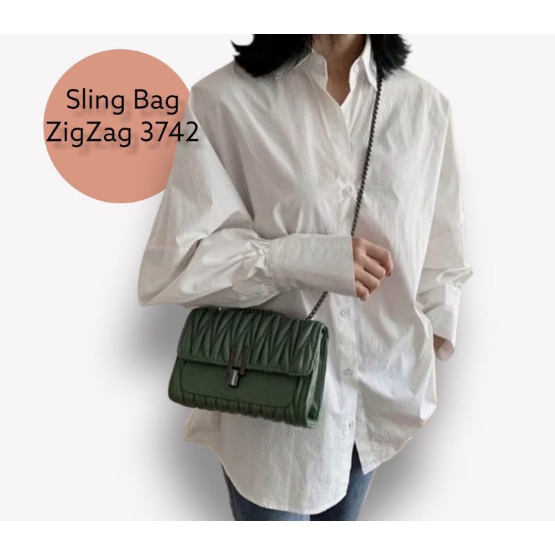 TAS SELEMPANG Motif ZigZag 3742 sling bag tas wanita gaya tas cantik mewah hand bag cewe fashion kor