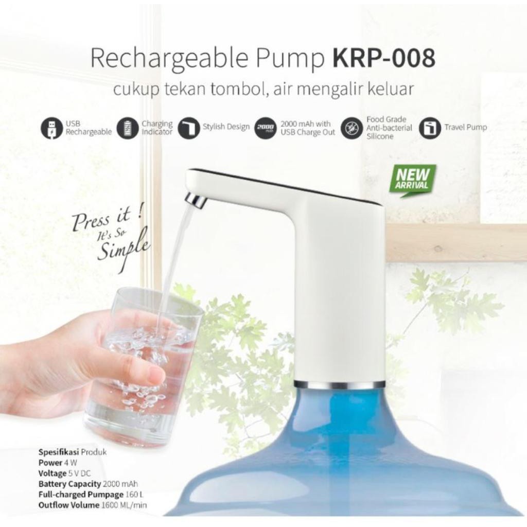 Pompa Galon Elektrik Kirin Rechargeable Pump KRP-008