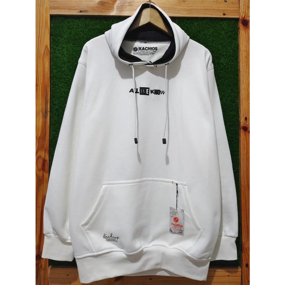 Sweater Hoodie Putih Jepang JPN Pria Wanita Brand Asli Bandung Jaket Hodie Khacios Basic White Polos