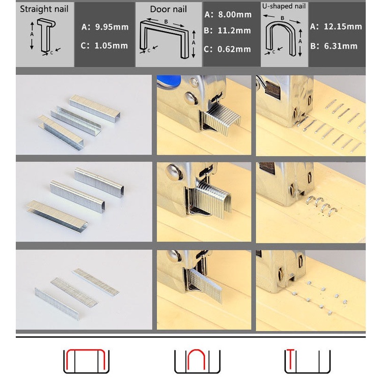 Staples gun tembak cekrekan powerful，3ini 1， staples tacker + isi/refil 13/8