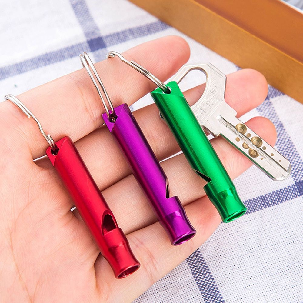 TOP 1/2/5/10pcs 7 Colors Survival Whistle with Keyring Training Accessories Emergency Whistles Small Size Aluminum Camping Hiking Outdoor EDC Tools/Multicolor