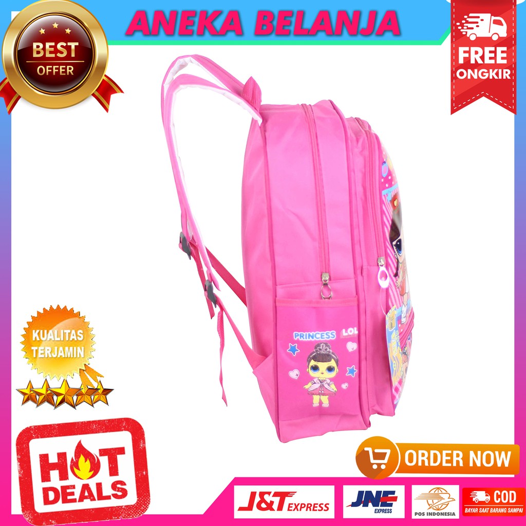 New Stock Tas Ransel Khusus Anak Cewek Gambar Kartun LOL Pink Ekonomis Tas Sekolah PAUD TK SD Trendy