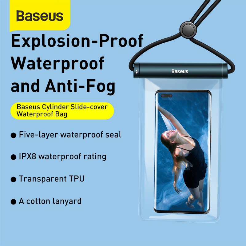 Baseus Cylinder Slide-Cover Kantong Pelindung HP Waterproof Case Sarung HP Anti Air