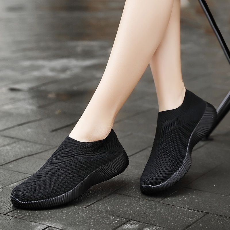 QINGSHUI Sepatu Kets Slip on Wanita Berkualitas Tinggi,Sepatu Wanita Model Terbaru,Bernapas Sepatu Lari Wanita Nyaman,Wanita Kaus Kaki Sepatu Datar Sepatu Wanita