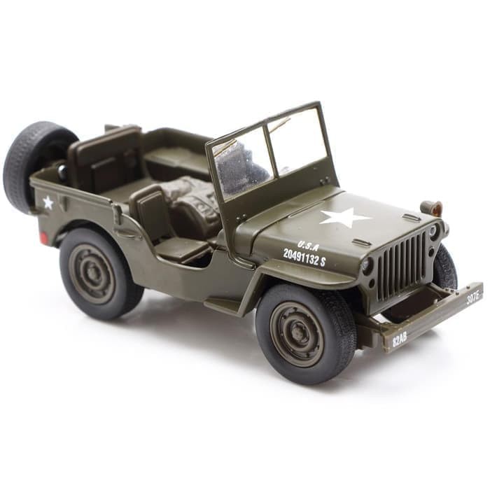 Diecast Mobil Perang - Miniatur Tank - Diecast Kapal Perang Diecast Jeep Willys Millitary Usa 1:32