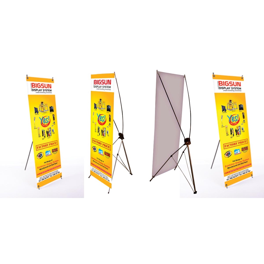 

X BANNER 160 x 60 cm RANGKA FIBER CETAK FLEXY CEPAT MURAH