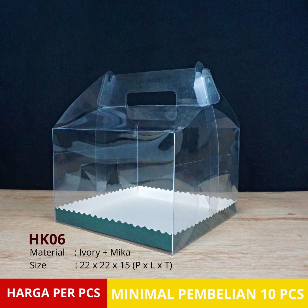 Box Mika Kue 22 x 22 x 15 cm / Box Hampers Gable / Cake Box Transparan / Box Mika Gable I HK06