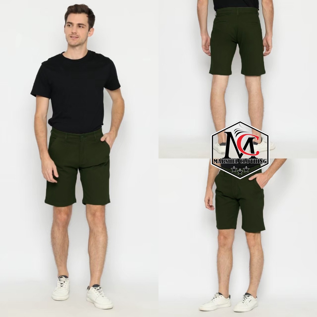 RCL - Chino Short Pants Black / Celana Chino Hitam Pendek Pria - Chino Premium Big Size S.M.L.XL 27 Sampai 34 Bahan Melar Impor