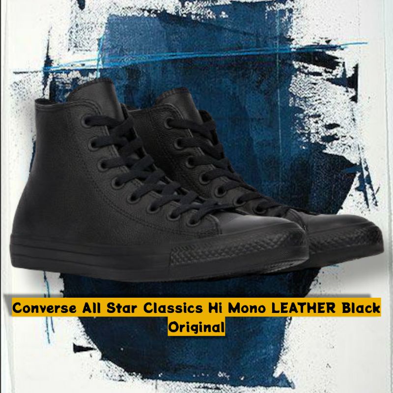 Jual Converse All Star Classics Hi Mono Leather Black Original Free