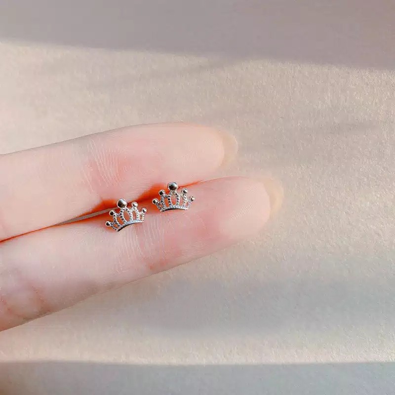 ANTING MINIMALIS Perak Trendy Modern Model Mahkota Sayap Bunga Color Lucu Mini Simple Untuk Wanita