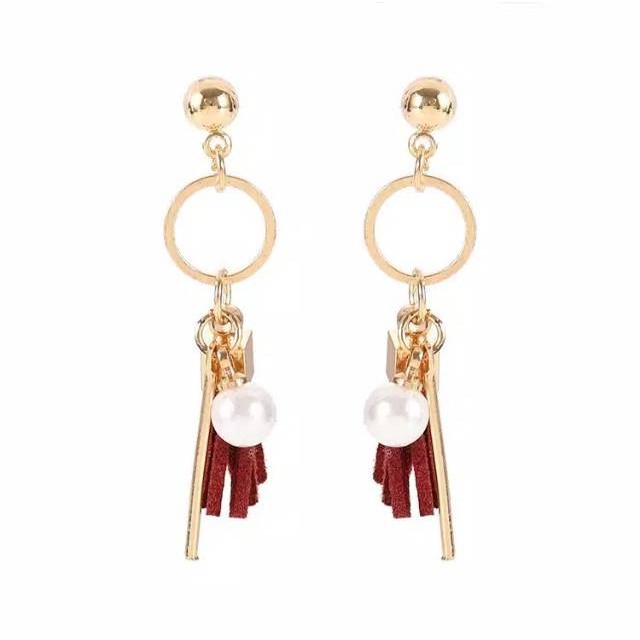 Anting Lapis Emas Mutiara Panjang Cantik Elegan PGM A37