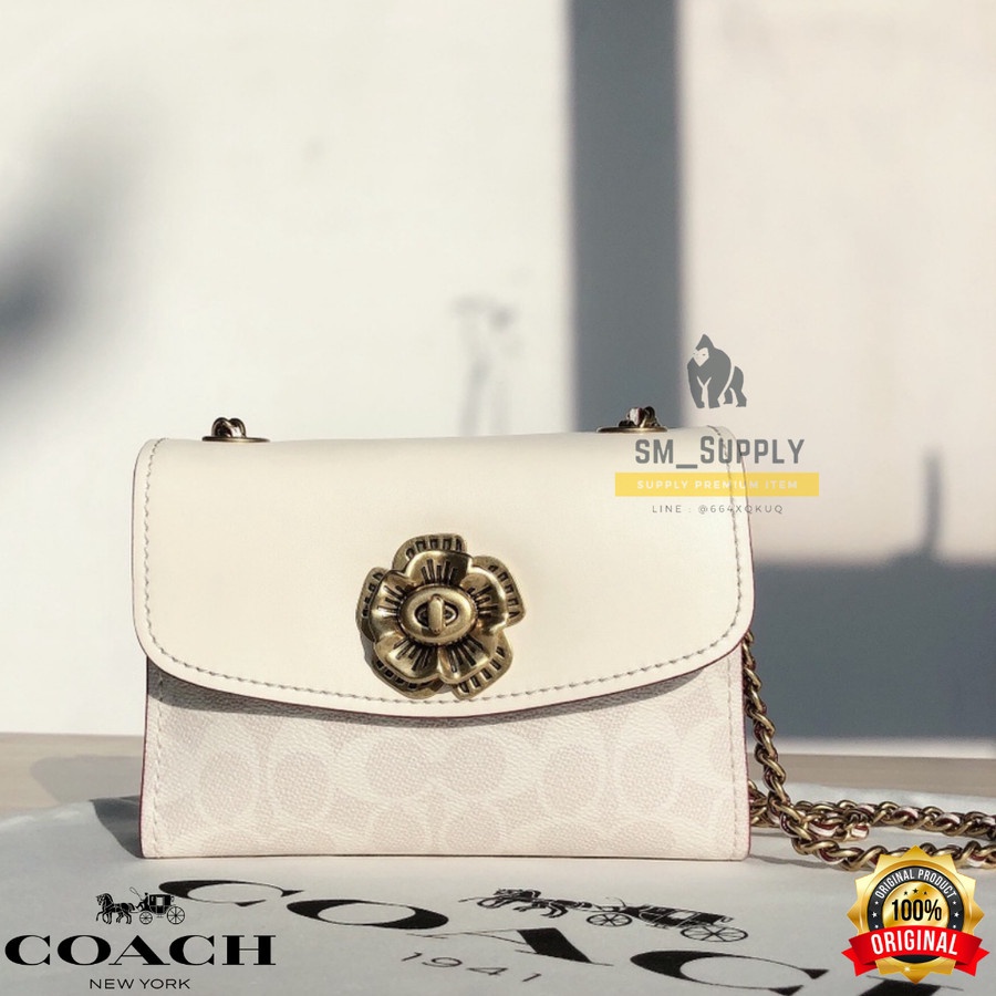 TAS WANITA COACH PARKER 18 IN SIGNATURE CANVAS WHITE