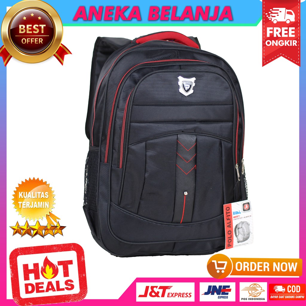 New Arrival Tas Ransel Pria Model Alfito Panah Hitam Merah Fashionable Tas Sekolah Keren Multifungsi