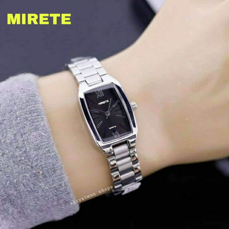 Jam tangan wanita mewah model kasual dan simple tali rantai stainliss_jam tangan wanita terlaris mirete original analog_jam tangan wanita cantik free btre cadangan