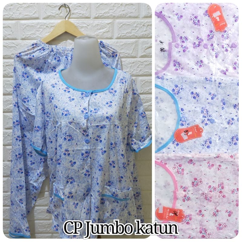 CP JUMBO KATUN KANCING FULL XXXL MURAH / BAJU TIDUR BUSUI SIZE JUMBO-7