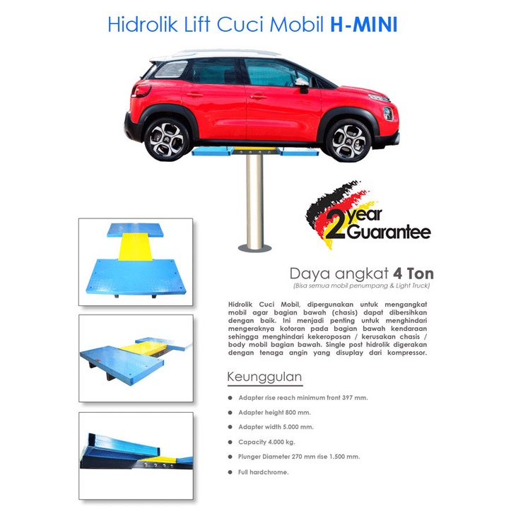 Alat Cuci Mobil Lift Hidrolik MObil H-Mini Angkat sasis