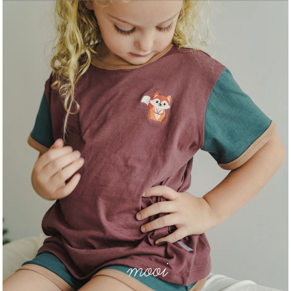 MOOI RETRO SET TRICOLLOR- Baju bayi/SETELAN ANAK MOOI/Mooi stelan Tshirt Retro set