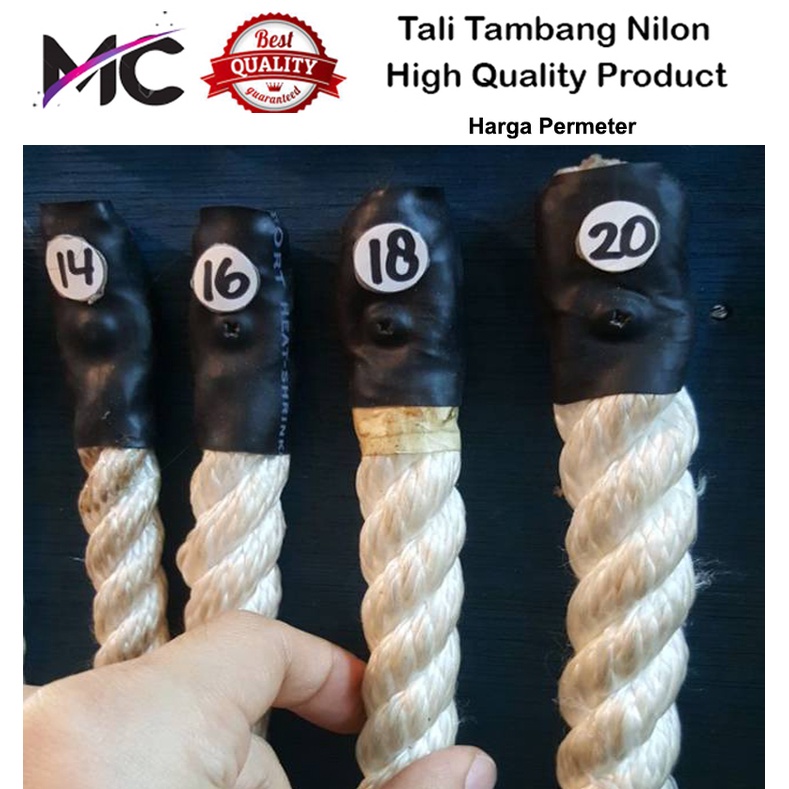 Tali Tambang Besar Nilon Nylon Rope 16mm 18mm Jumbo Pengikat Barang Putih Halus Qualitas Eksport Ikat Hewan Ternak Sapi Kerbau Domba Kambing Lembu