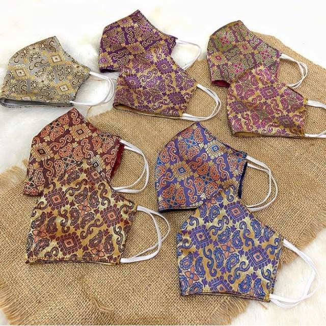 Premium Batik Mask / Masker Etnik Songket mewah 3ply / earloop Mask Batik