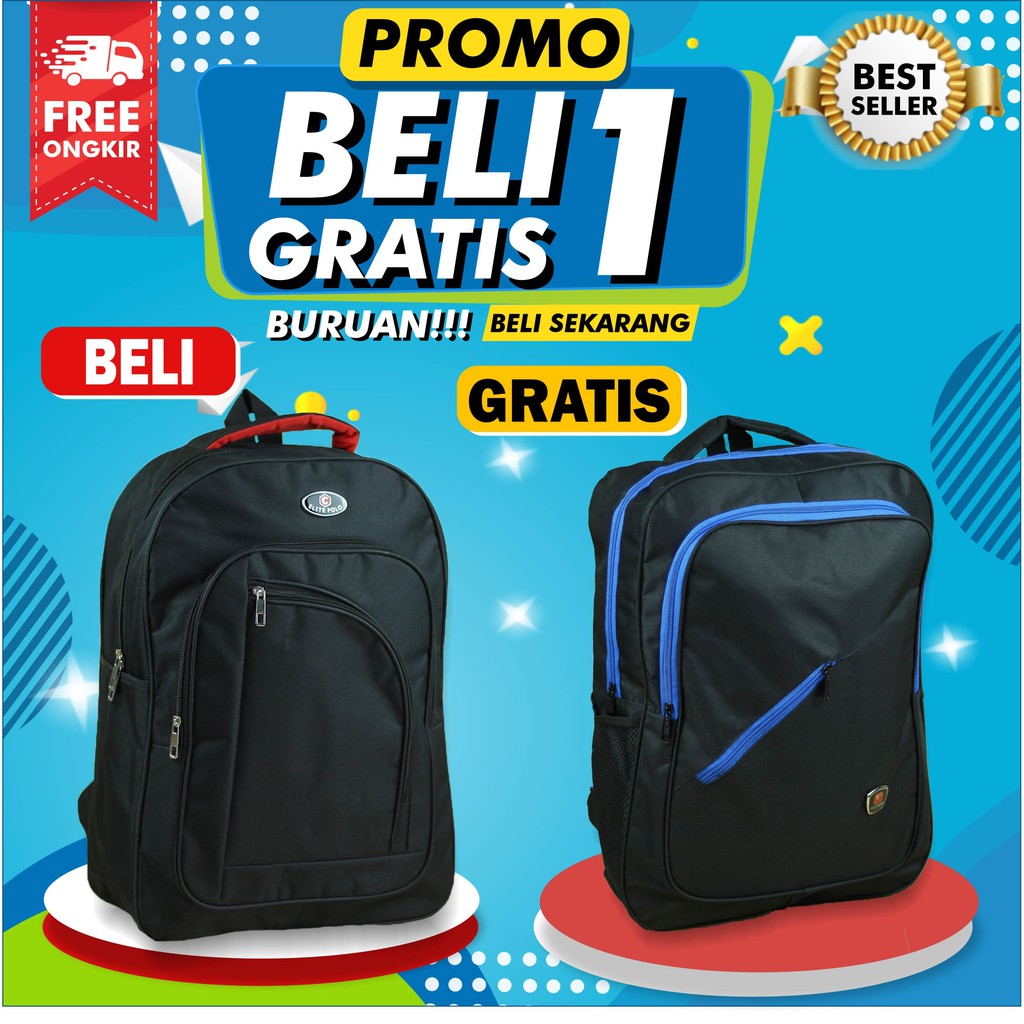 Beli 1 Gratis 1 - Tas Ransel Sekolah Kerja Kuliah Free Tas Ransel Polo Terbaru Terkece Termurah