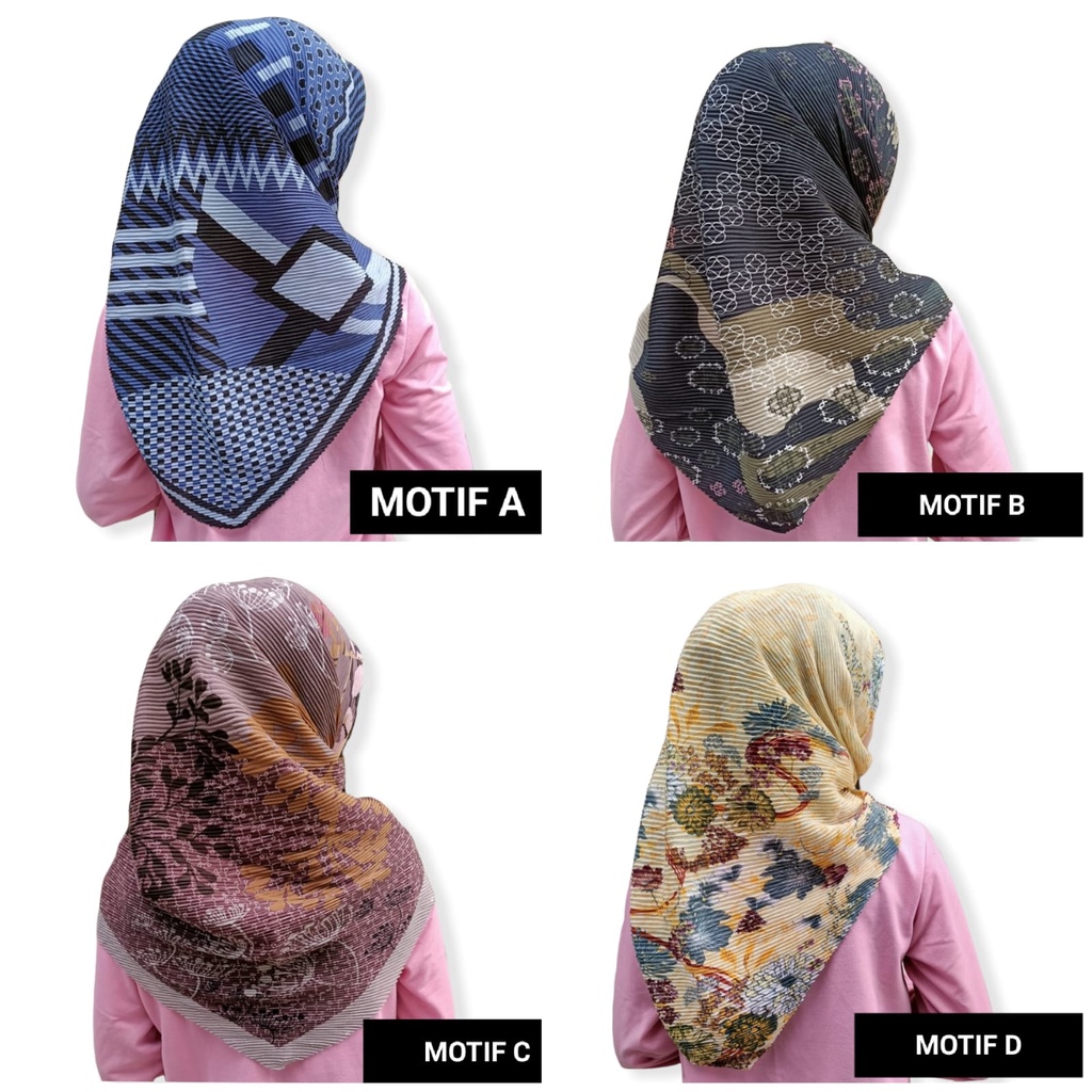 Segiempat Plisket Motif Voal Premium Jilbab Segi Empat