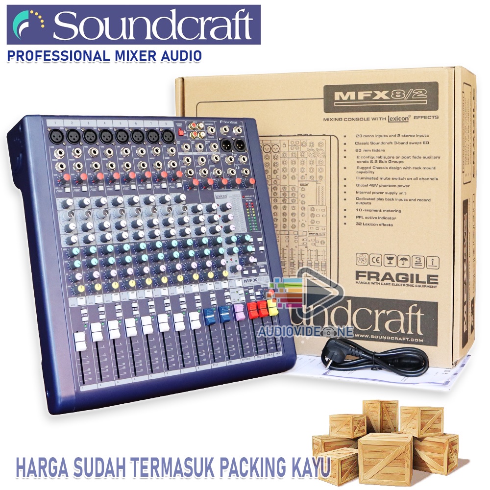 Mixer Soundcraft MFX 8/2 Mikser Audio 8 + 2 Chanel 24 Bit Lexicon Digital Effect Processor Free Pack