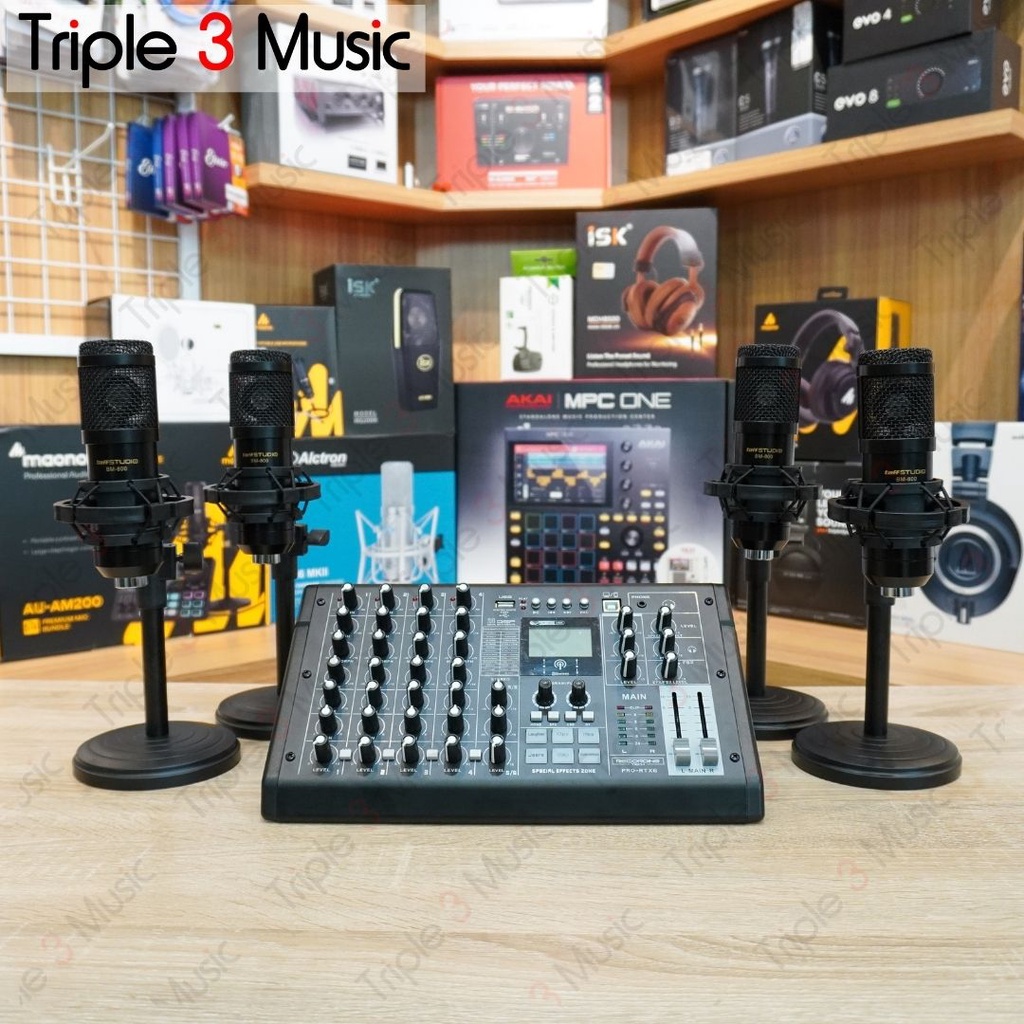 Paket Podcast 4 orang Recording tech Pro RTX6 Mixer USB With Taff