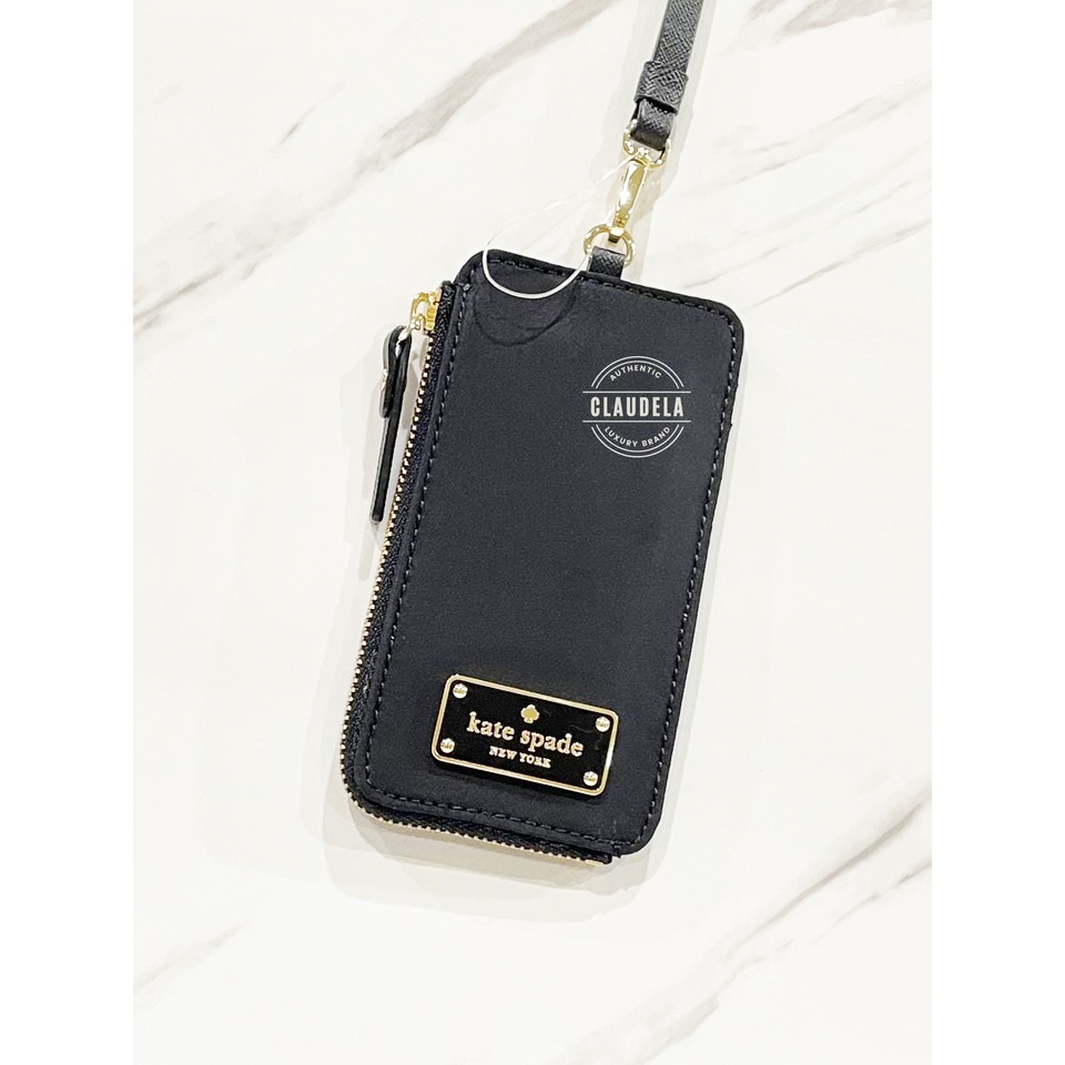 KATE SPADE Edria Wilson Road ID Lanyard in Black Nylon