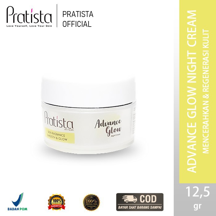 Pelembab Wajah Pratista Cream Malam Advance Glow Night Cream Skincare Pencerah Wajah Glowing Krem Malam Ori BPOM