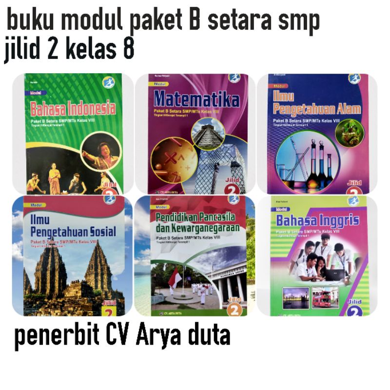 ORI satu paket buku modul paket B setara smp jilid 2 kelas 8 penerbit Arya duta