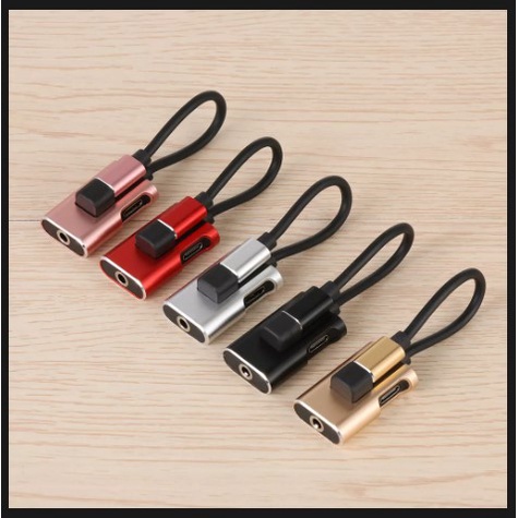 Kabel Data ke Type C model key chain magnet dan audio jack