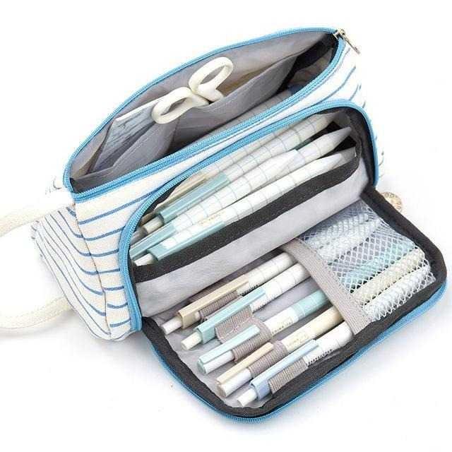 

Pensil Case Tempat Pensil Large Capacity Pencil Case Pouch Motif Garis