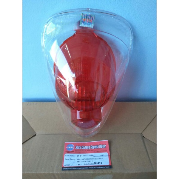 Kaca Mika Lampu Stop Motor Scoopy Fi 2013 2014 2015 2016 Merah Putih Merk Win