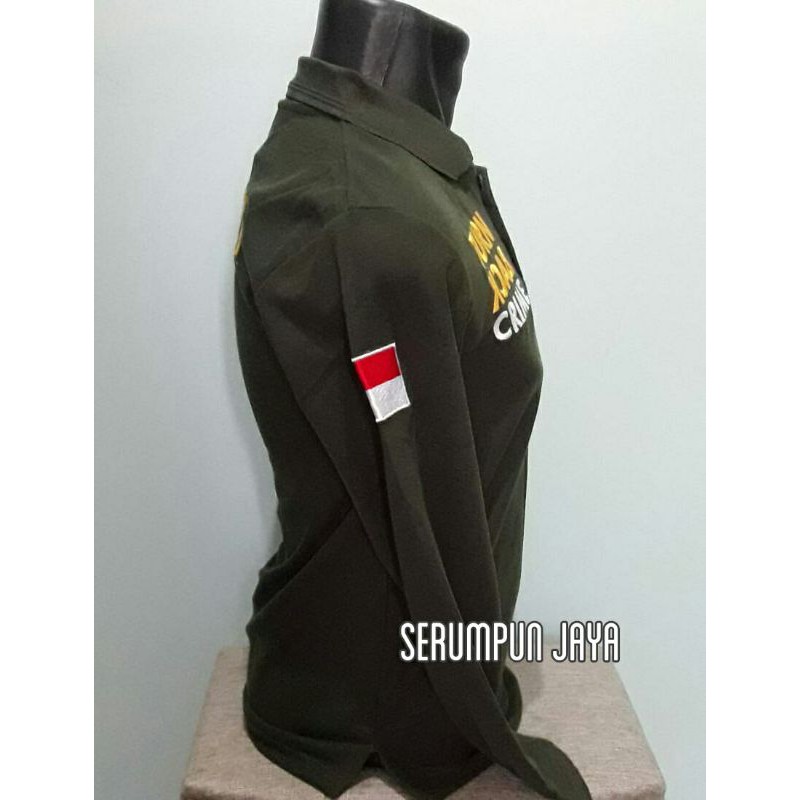 KAOS SECURITY - KAOS SECURITY TURN BACK CRIME HIJAU ARMY PANJANG - KAOS KERAH SECURITY TBC BORDIR