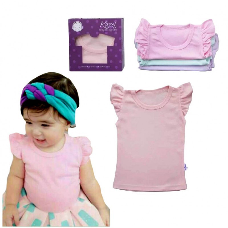 Kazel Ruffle Tee isi 4 pcs - shirt - kaos atasan anak - baju bayi lucu murah