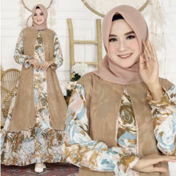 Baju Gamis Aulia Tile Brukat Wanita Remaja Terbaru 2021 Modern Kekinian Pesta Kondangan Terlaris 202