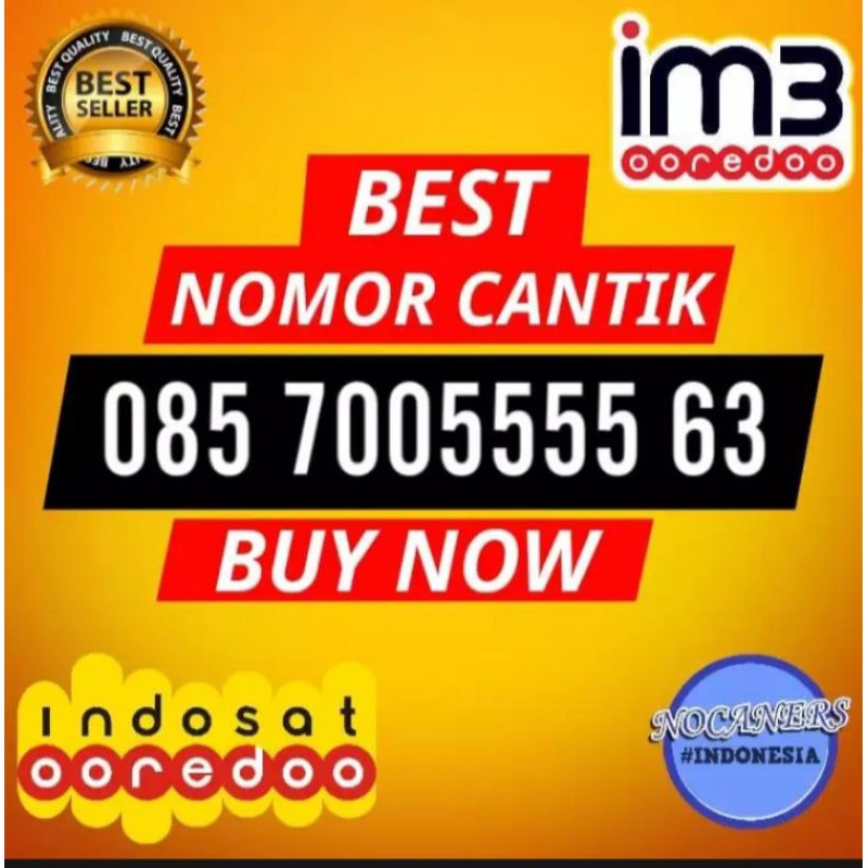 Termurah kartu perdana nomer cantik 085-700-5555-63 INDOSAT 4G